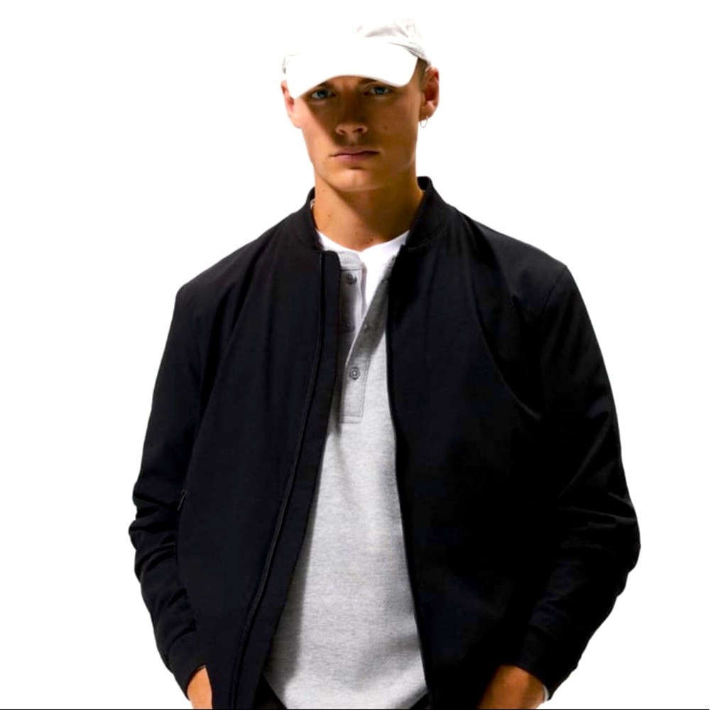 ZARA Men’s Water Repellent Bomber Jacket in Black